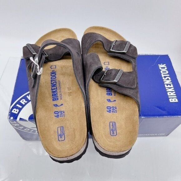 Birkenstock Arizona Soft Footbed Velvet Gray Suede EU 43 Men US 10- 10.5 Regular - Picture 5 of 10